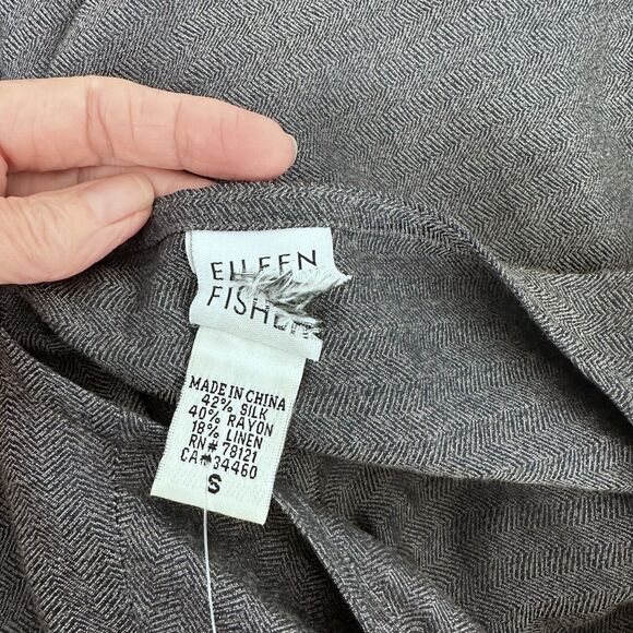 Eileen Fisher Cardigan Silk Linen Blend Button Front Lightweight Drapey Womens S - Picture 8 of 12